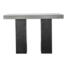 a metal table with two black legs on white background, side view stock fotor