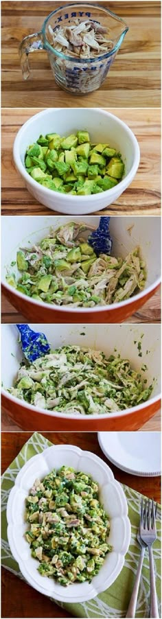 three pictures showing the steps to make broccoli casserole in different stages