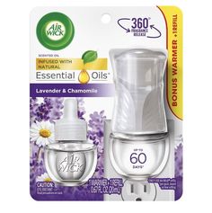 Air Wick plug in Scented Oil Starter Kit Lavender & Chamomile Air Freshener New. Enhance your home’s scent with Air Wick Scented Oil Refills infused with 100% natural essential oils. Air Wick Scented Oil Refills release continuous fragrance for up to 60 days (based on low setting) so your home smells welcoming. Our latest Air Wick scented oil warmer optimizes airflow for 360 degree fragrance diffusion, reaching every corner of the room for a consistent fragrance experience. The Air Wick Scented Air Wick Refill, Air Freshener Essential Oils, Essential Oil Starter Kit, Lavender And Chamomile, Air Freshener Refill, Home Air Fresheners, Scented Oil, Air Wick, Fragrance Bottle