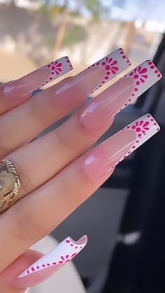 Mexican Nails Designs Acrylic Pink, Cute Gem Designs On Nails, Long Nails Coffin Summer, Nail Inspired Medium, Spring Themed Acrylic Nails, Valentines Rhinestone Nails, Nail Designs For Italy Trip, Mañana Sera Bonito Nails Ideas, Long Nails Latina