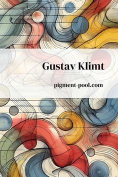 an abstract painting with the words gustt klimt on it