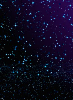 the night sky is filled with stars and bright blue lights, as well as dark purple background