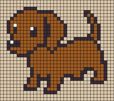 a cross stitch pattern with a brown dog on it's chest and black outline