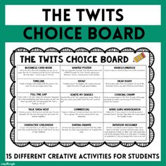 the twits choice board for students