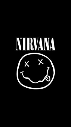 the nirvana logo is shown in white on a black background with an image of a smiling face