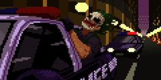 an image of the joker in pixel art