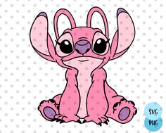 a pink cartoon bunny sitting on the ground with big eyes and large ears, in front of