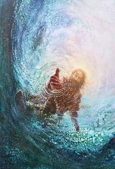 an image of a man in the water with his hand on his hip and text that reads save me - the hand of god