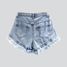 Make a fashion statement this summer with our 2023 Summer Collection's Distressed Hem Pearl Denim Shorts with Y2K style! Featuring a high-waisted. wide-leg fit with pearl embellishments and a zipper and button closure. these shorts are perfect for making a statement at any event.Distinctive Features: Y2K Style: Bring the nostalgia of the early 2000s to your wardrobe with this vintage-inspired piece. High-Waisted: Show off your curves in trend with a high-waisted look that flatters your figure. W Trendy High Rise Shorts For Summer, Trendy High-waisted Shorts For Summer, Trendy Bottoms With Frayed Hem, Trendy High Rise Jean Shorts For Summer, Jeans With Built-in Shorts For Summer, Trendy Mid-rise Summer Bottoms, Trendy Wide Leg Summer Shorts, Casual High Rise Jeans For Summer, Summer Trendy Wide Leg Shorts