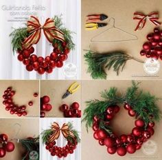 the steps to make a christmas berry wreath