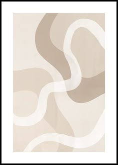 an abstract beige and white painting with wavy lines