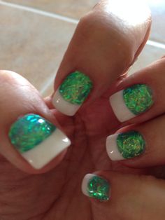 Glitter Nails With White Tips, Nails With White Tips, Nails With White, Nail Picking, White Tip Nails, White Tips, Fancy Nails Designs, Nail Stuff