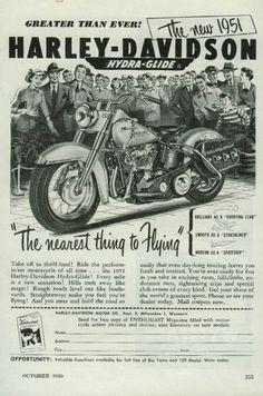 an old advertisement for harley davidson motorcycles