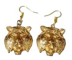 New! Vintage Tiger Dangle Pierced  Earrings Gold-tone 2" Long, Jungle Animal was just added to eBay. Check it out! #eBay #eBaySeller Tiger Jewelry, Gold Tiger, Vintage Tiger, Jungle Animal, Pet Signs, Jewelry Lookbook, Jungle Animals, Pierced Earrings, Ebay Seller