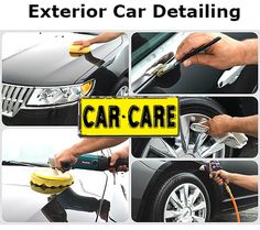 a car detailing ad with pictures of cars and the words exterior car detailing on it