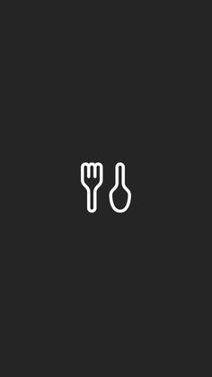 fork and spoon icon on black background with white outline style for use in graphic or web design