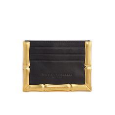 Bamboo B Card Holder – Brandon Blackwood New York Brass Card Holder, Designer Gold Wallet With Card Slots, Designer Gold Wallets With Card Slots, Designer Gold Rectangular Card Holder, Elegant Gold Leather Card Holder, Designer Gold Card Holder For Everyday Use, Luxury Gold Leather Card Holder, Luxury Gold Wallet With Rfid Blocking, Gold Rfid Blocking Wallets For Formal Occasions