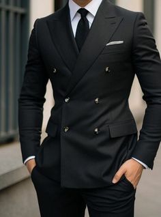 All Black Suits For Men Wedding, Luxury Suits For Men, Black Designers, Black Outfit Men, Dress Suits For Men