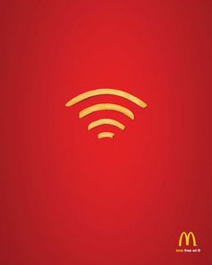 a red background with a wifi symbol on the bottom and mcdonald's logo above it