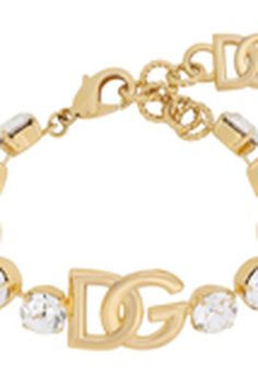 Find DOLCE & GABBANA Bracelet With Rhinestones And Dg Logo on Editorialist. Chain bracelet, snap-hook closure, adjustable length, brand's monogram Luxury Gold-tone Logo Plaque Bracelet, Elegant Gold-tone Charm Bracelet With Logo, Dolce And Gabbana Bracelet, Dolce And Gabbana Jewelry Necklaces, Dolce And Gabbana Accessories, Latest Bracelets, Dg Logo, Gold Charm Bracelet, Engraved Logo