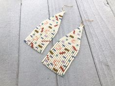 Handmade Modern Dangle Beaded Earrings, Modern Handmade Beaded Dangle Earrings, Modern Handmade Dangle Beaded Earrings, Modern Handmade Beaded Drop Earrings, Modern Handmade Drop Beaded Earrings, Multicolor Beaded Geometric Earrings, White Bohemian Geometric Earrings, White Geometric Bohemian Earrings, Bohemian White Geometric Earrings