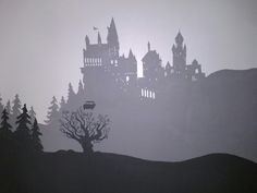 an image of a castle in the fog