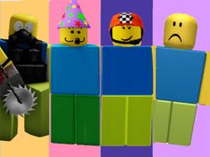 three legos are standing together in front of a multi - colored background with one holding a knife and the other wearing a party hat