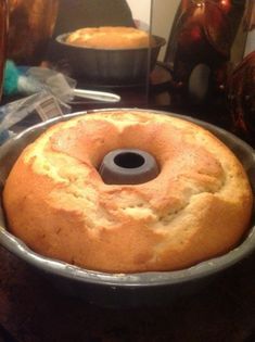 a bundt cake in a pan on a table