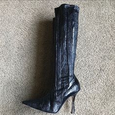 Manolo Blahnik Snakeskin Animal Print Boots Sz 36 In Black In New Condition Shoes Manolo Blahnik, Animal Print Boots, Print Boots, Blahnik Shoes, Manolo Blahnik Shoes, Manolo Blahnik, Snake Skin, Animal Print, Women Shoes