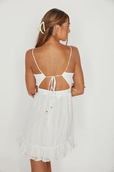 Eyelet White Dress, Cut Out Dress, Dreamy Dress, Out Dress, Ruffle Hem, Open Back, Backless Dress, Cut Out, White Dress