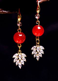 Chic Red Gem Stone Zircon Drop Earrings925 Silver.Made of fine Zircon.Measurement: 4.5cm/1.755" * 1cm/0.39". Matches easily with daily hairstyle, dresses & Shirts Elegant Red Earrings For Party, Red Clip-on Earrings For Party, Elegant Red Drop Earrings, Elegant Handmade Red Crystal Earrings, Handmade Red Earrings For Formal Occasions, Red Drop Clip-on Earrings As Gift, Elegant Handmade Red Earrings, Red Drop Clip-on Earrings For Gift, Red Clip-on Earrings For Wedding