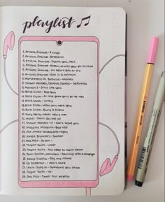 Music Bullet Journal, Headphones Pink, Playlist Songs, Bullet Journal Work, Music Journal, Journal Inspiration Writing, Bullet Journal Ideas Templates, Creating A Bullet Journal, Bullet Journal Mood Tracker Ideas