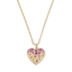 Elevate your look with the timeless beauty of our Pink Sapphire and Ruby Scattered Heart Pendant Necklace. The design effortlessly combines classic sophistication with modern flair, making it the perfect accessory for any occasion. Available in 14K Yellow Gold Paperclip Chain length = 18in Pendant = 15.5mm x 14mm Stones are Pink Sapphires andR Rubies Luxury 14k Gold Heart Charm Necklace, Diamond Shop, Band Bracelet, Diamond Cocktail Rings, Bracelet Collection, Earrings Collection, Heart Pendant Necklace, Ring Collections, Pink Sapphire