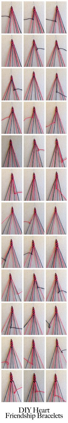 the steps to make an origami tree out of yarn are shown in several different ways