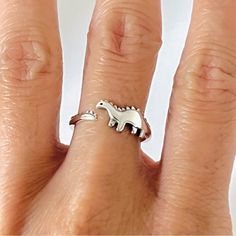 925 Sterling Silver Height: 6.7mm Can Be Worn: On Multiple Fingers And/Or Midi Ring *Ring Is Adjustable Dino Ring, Ring For Kids, Dinosaur Ring, Friend Rings, Midi Ring, Midi Rings, Ring Color, Ring Ring, Ring Silver