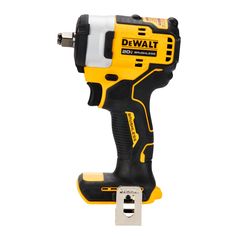 the dewt cordless drill is plugged in to a power outlet on a white background