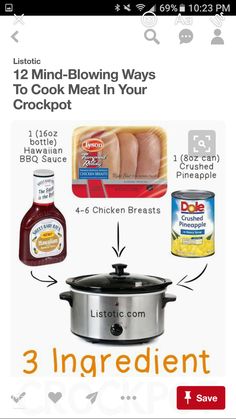 an advertisement for the 3 ingredient crockpot hawaiian