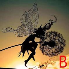 the silhouette of a woman holding a dandelion