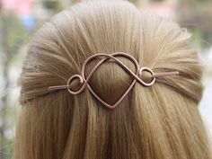 Heart Hair Clip, Small Hair Pin, Copper Hair Slide, Hair Accessories for Women, Scarf Pin, Shawl Pin Celtic Hair, Silver Hair Clip, Sweater Pin, Shawl Pin, Wire Jewelry Designs, Women Scarf, Scarf Pin, Heart Hair, Wire Work Jewelry