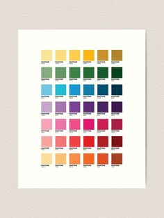 an art print with different colors in the same font and numbers on each color scheme