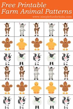 an animal pattern with the words free printable farm animals