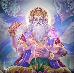 Brahma is the first god in the Hindu  triumvirate. The triumvirate consists of three gods who are responsible for the creation, upkeep and destruction of the world. The other two gods are Vishnu and Shiva. Brmha Vishnu Mahesh, Vishvakarman God, Ramayan Images, God Brahma, Maa Kali Photo, Lion Hd Wallpaper, Heavenly Art