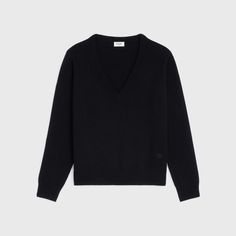 TRIOMPHE V-NECK SWEATER IN HERITAGE CASHMERE - BLACK | CELINE Celine Sweater, Pull Col V, Cashmere Color, Fragrance Collection, New Fragrances, Saint Tropez, Sweater Black, Knitwear Women, V Neck Sweater