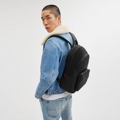 For adventures near and far our Charter is designed to make every journey commute and errand feel like a first-class experience. The Charter Backpack is an old-school silhouette crafted of our Signature soft polished pebble leather finished with durable tonal matte PVD coated hardware. The structured interior has a padded tech sleeve with space for a 16” laptop and multifunction pockets for keeping your phone chargers and other essentials organized. | Coach Charter Backpack In Signature Leather - Black Phone Chargers, Polished Pebble, Silhouette Crafts, Black Gift, Leather Items, Black Backpack, Handbag Backpack, Leather Top, Pebbled Leather