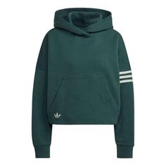 (WMNS) adidas Adicolor Neuclassics Hoodie 'Mineral Green' HS6772 Adidas Adicolor, Green Adidas, Household Waste, Limited Edition Sneakers, Casual Bottoms, Back To School Sales, Womens Sports, Hoodie Green, Sports Shops