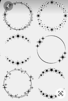 black and white stars are arranged in the shape of an oval, circle, starburst