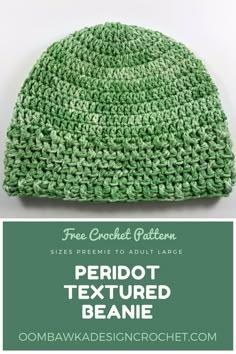 a crocheted beanie with text overlay that says, free crochet pattern