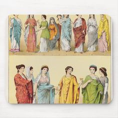 two pictures of women in different dresses mouse pad