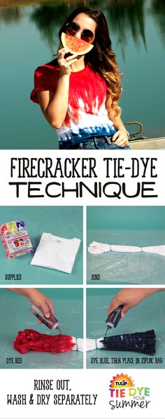 the instructions for how to make a firecracker tie - dye tee - dye technique