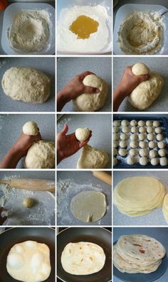 the process of making bread is shown here